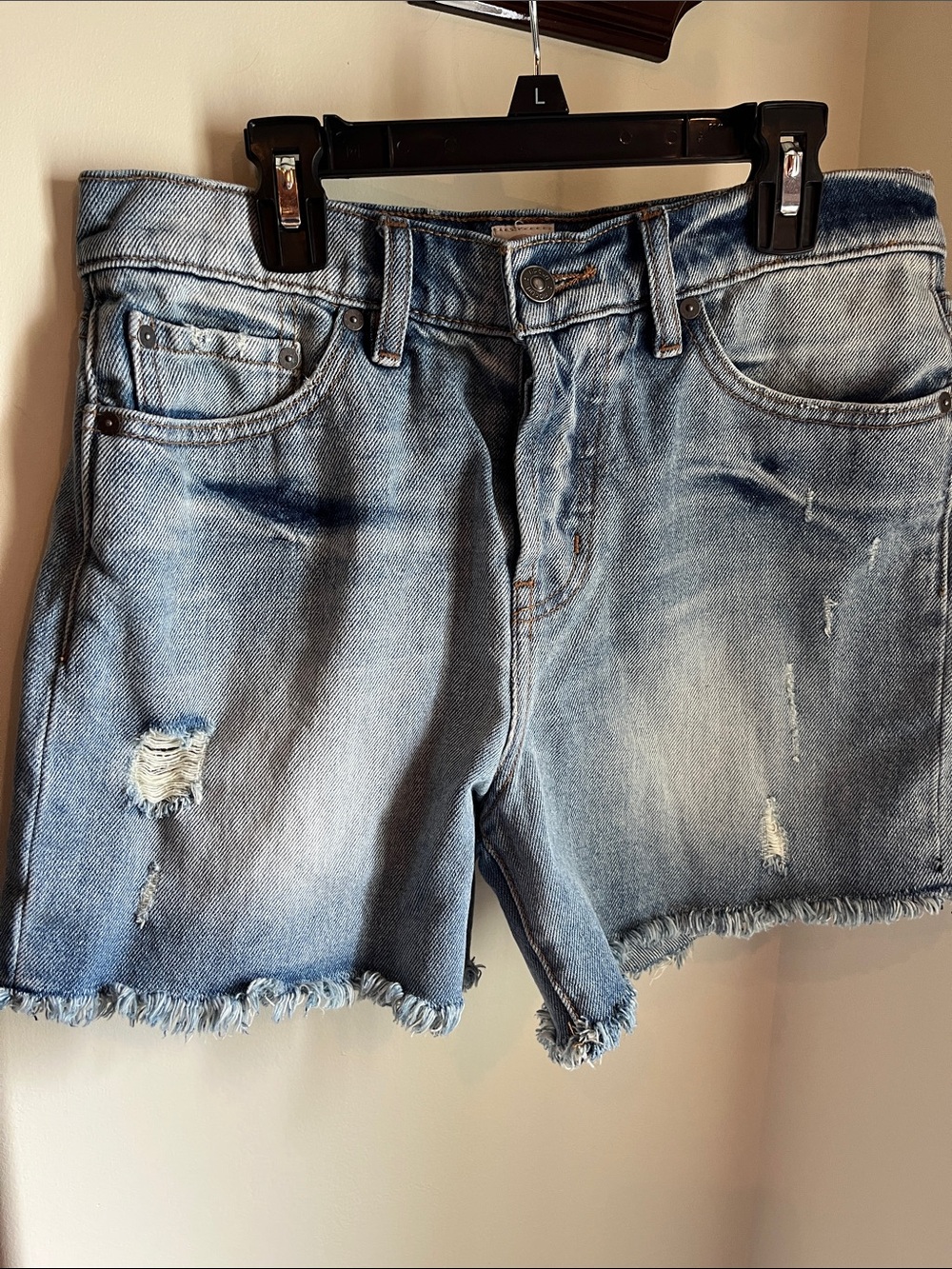 Rip Curl Light Blue Distressed Denim Jean Shorts